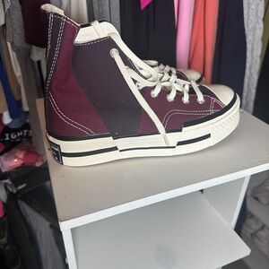 Converse Burgundy and Black Platform Sneakers